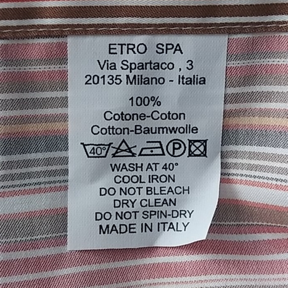 ETRO Milano Mens Button up Stripes Shirt Longsleeves SZ 42/ L - Picture 6 of 8